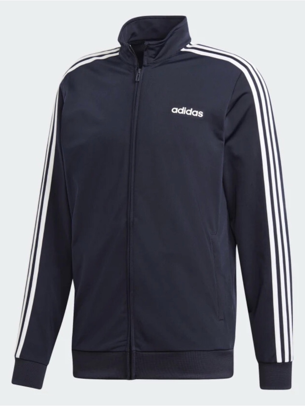 Men’s Adidas Navy Performance Track Jacket with White 3-Stripes Sz XL